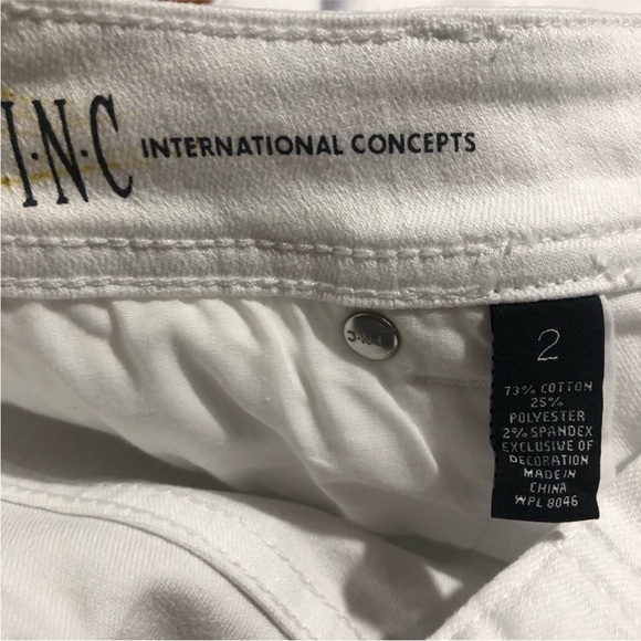 INC New With Partial Tags Womens Regular Fit Straight Leg Cropped Jeans White 2 - Picture 10 of 12